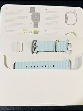 Apple Light Blue Striped Silicone Watch Band with Silver Buckle